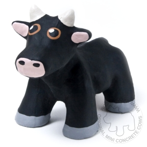 Black Mini Concrete Cow