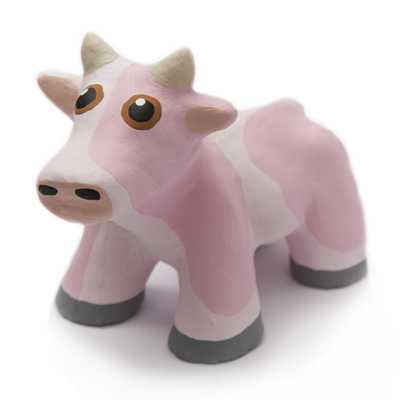 Pink Mini Concrete Cow