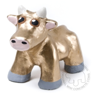 Gold Mini Concrete Cow
